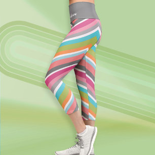 Funky Colorful Zickzack Patches Name Capri Leggings