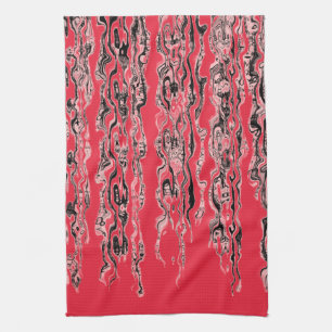 Funky Cool Pink Red Pattern Geschirrtuch