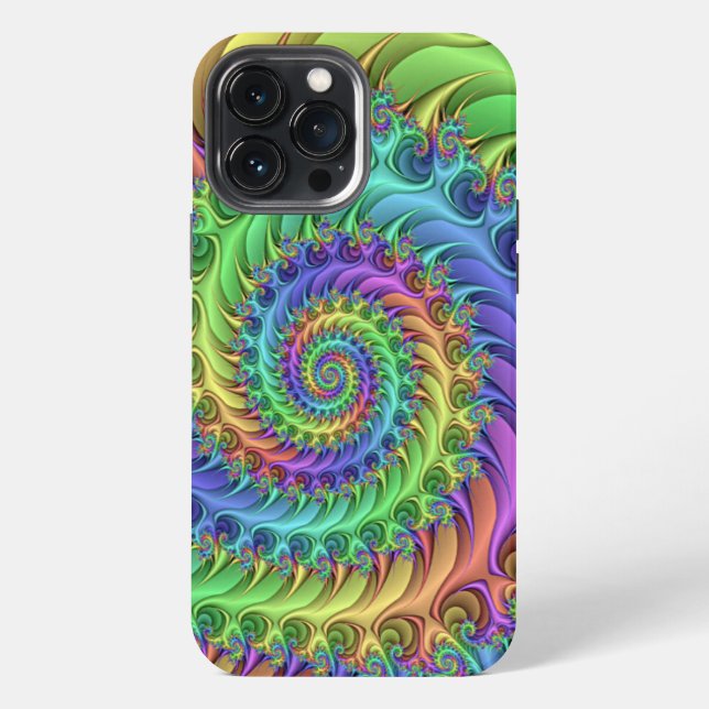 Funky Cool Psychedelic Fraktal Spirals Art Pattern iPhone Hülle (Rückseite)