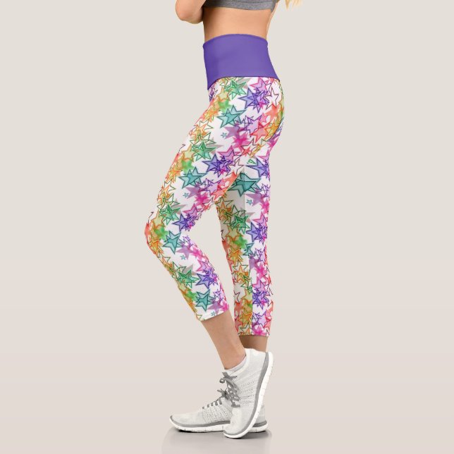 Funky Cooles Retro Modernes Sternenmuster Capri Leggings (Links)