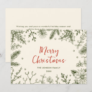 Funky Country Retro Boho Weihnachtskranz Feiertagskarte