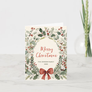 Funky Country Retro Boho Weihnachtskranz Feiertagskarte