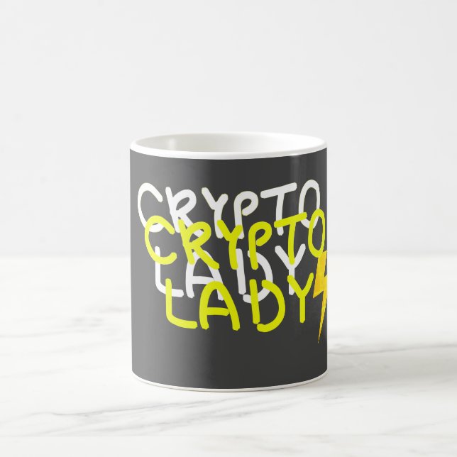 Funky Crypto Lady Energy Power Sign Kaffeetasse (Mittel)