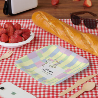 Funky Cubism Handwritten StarkDelivery Baby Shower Pappteller