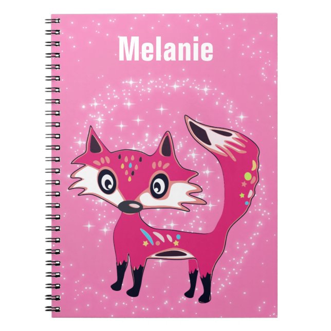 Funky Cute Pink Fox Personalised Notizblock (Vorderseite)