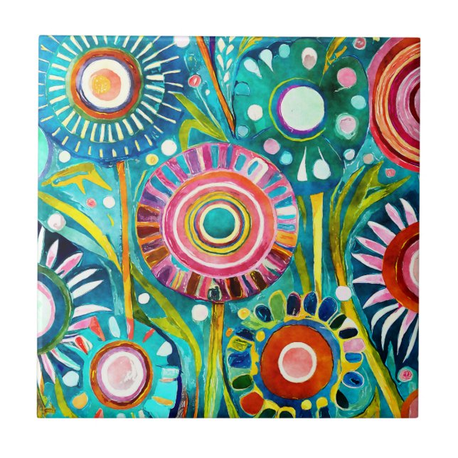 Funky Dandelions Tile Fliese (Vorderseite)