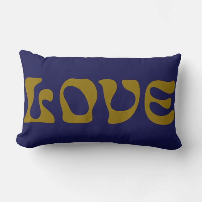Funky Dark Blue Golden Retro Typografy Liebe Name Lendenkissen (Vorderseite)