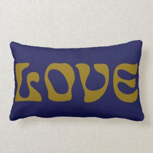 Funky Dark Blue Golden Retro Typografy Liebe Name Lendenkissen