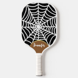 Funky Dark Halloween Spooky Spider Web Gold Arch Pickleball Schläger