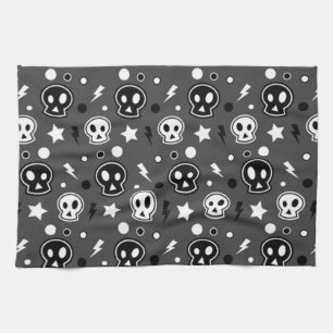 Funky Dark Skull Pattern Geschirrtuch