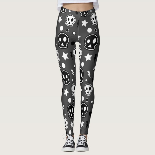 Funky Dark Skull Pattern Leggings (Vorderseite)