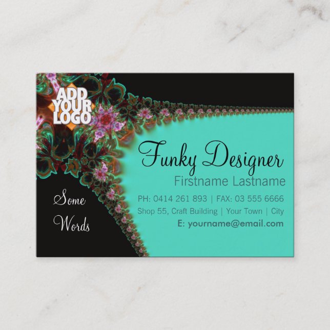 Funky Designer Big Business Card Visitenkarte (Vorderseite)