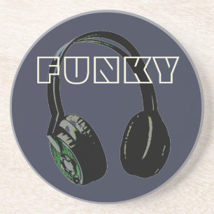 Funky Disco Headphone Music Entertainment Retro Getränkeuntersetzer