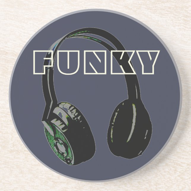 Funky Disco Headphone Music Entertainment Retro Getränkeuntersetzer (Vorne)