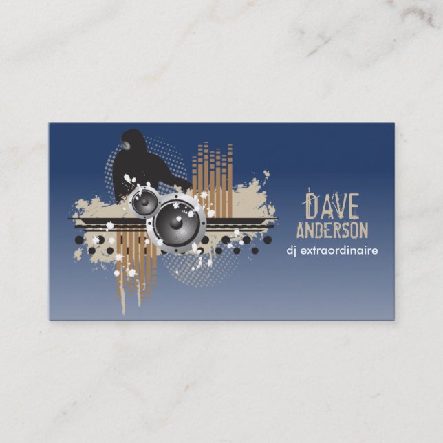 Funky Disk Jockey (DJ) Grunge Business Card Visitenkarte (Vorderseite)