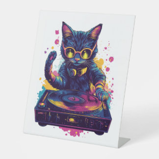 Funky DJ Cat - Retro Disco Kitty Party Sockelschild