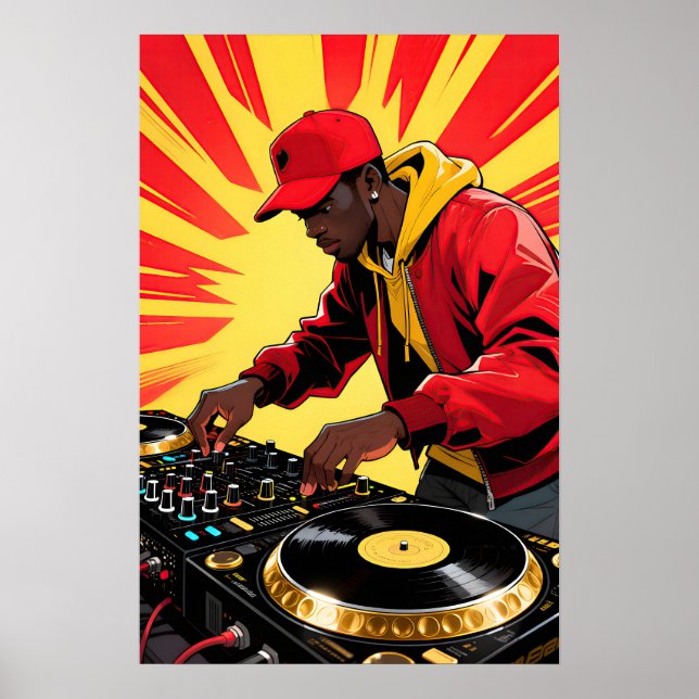 Funky DJ  Pop Art Poster (Vorne)