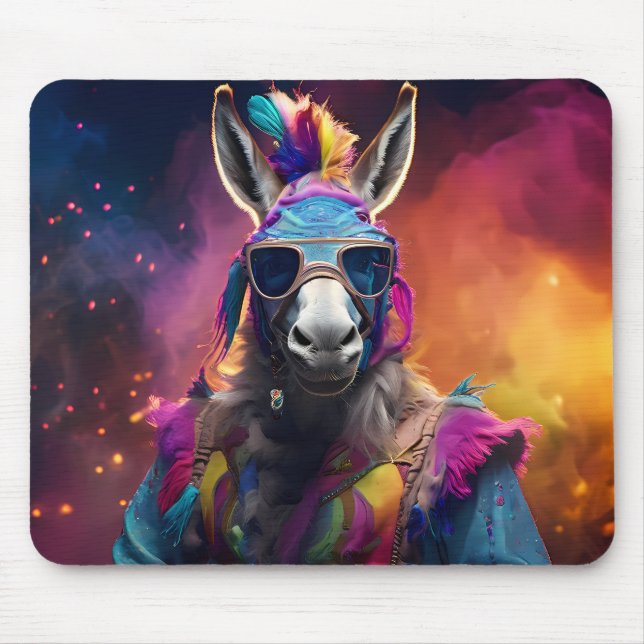 Funky Donkey Blue Glasses Mousepad (Vorne)