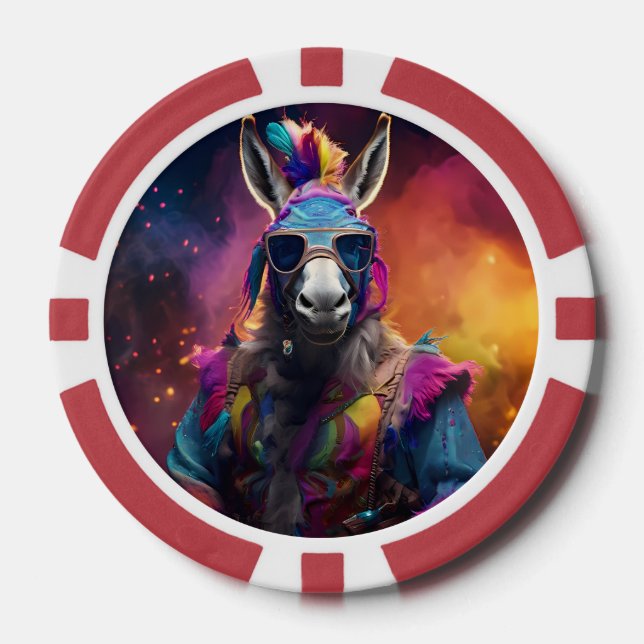 Funky Donkey Blue Glasses Pokerchips (Vorderseite)