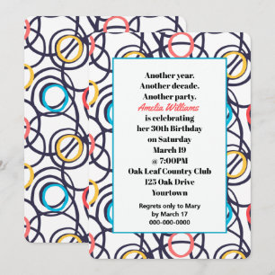 Funky Doodles 30. Geburtstag Party Einladung