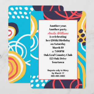 Funky Doodles Birthday Party Einladung