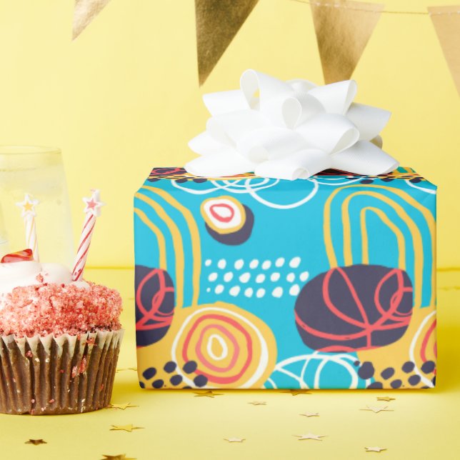 Funky Doodles über Aqua Geschenkpapier (Geburtstagsparty)