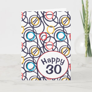 Funky Doodles zum 30. Geburtstag Karte