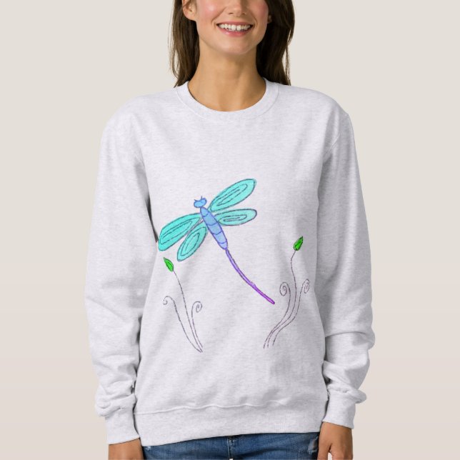 Funky Dragonfly Abstrakte Kunst zu tragen Sweatshirt (Vorderseite)