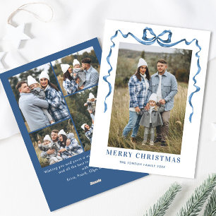Funky Dusty Blue Weihnachtsbogen Band 5 Foto Feiertagskarte