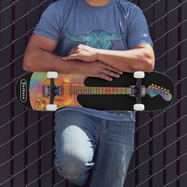 Funky E-Gitarren Name Skateboard (Außenbereich 3)