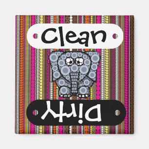 Funky Elephant Circle Mosaik mit Streifen Magnet