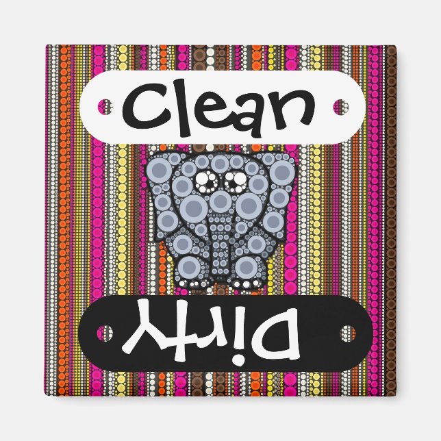 Funky Elephant Circle Mosaik mit Streifen Magnet (Vorne)