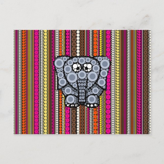 Funky Elephant Circle Mosaik mit Streifen Postkarte (Vorderseite)