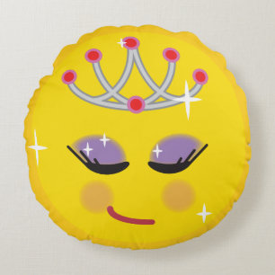 Funky Emoticon Prinzessin Rundes Kissen