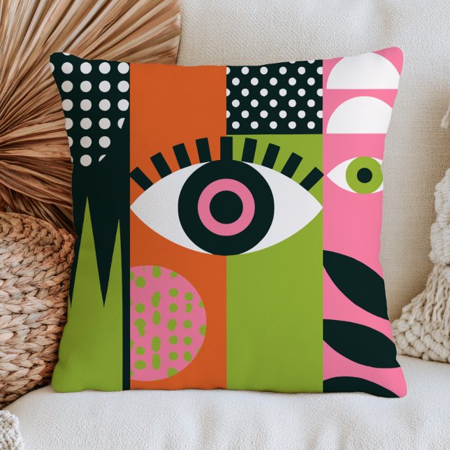 Funky Evil Eye Design RETRO-Ästhetik abstrakt  Kissen (Von Creator hochgeladen)