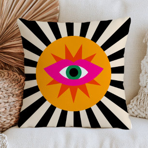 Funky Evil Eye Schwarze Streifen Maximalist Dopami Kissen