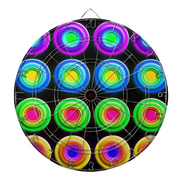 Funky Farbige 3D Kreise Dartscheibe (vorne)