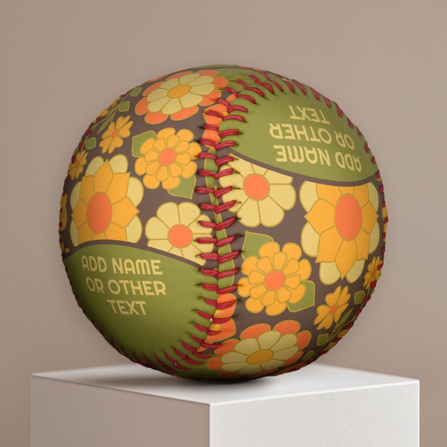 Funky Farbige Erdige Blumige Musterung - Monogramm Baseball (Von Creator hochgeladen)