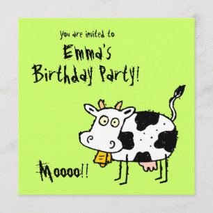 Funky Farm Cow (Geburtstag) Party Einladung Moooo!