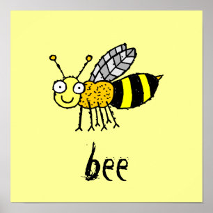 Funky Farm Honey Bee Kids Square Poster