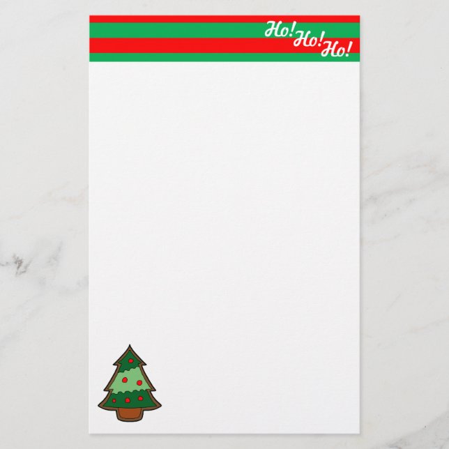 Funky Festive Tree and Elf Stripes Briefpapier (Vorderseite)