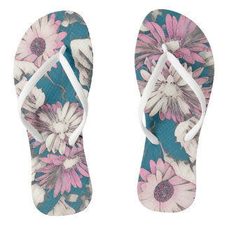 Funky fett blühend in rosa und aquamarin flip flops