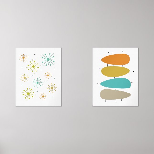 Funky Fireworks Abstrakt Circles Mitte des Jahrhun Bilderwand Sets (Vorderseite)