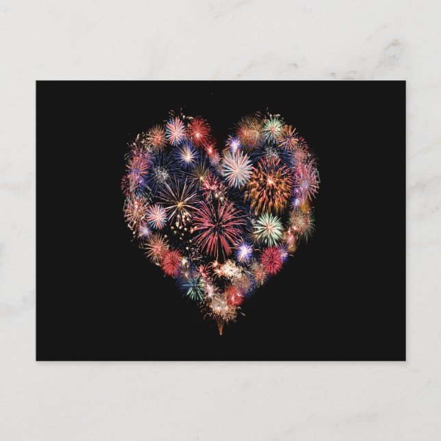 Funky Fireworks-Liebe Postkarte (Vorderseite)