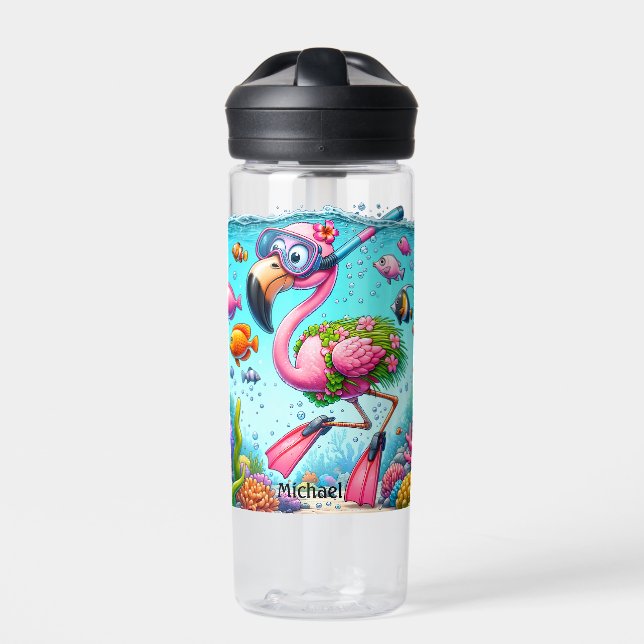 Funky Flamingo Bleibe Hydrated My Friend Trinkflasche (Vorderseite)