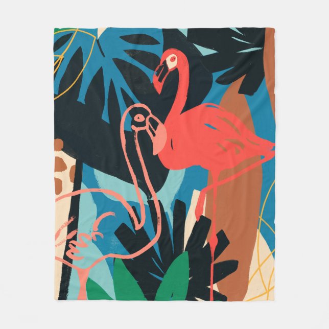 Funky Flamingo Fleecedecke (Vorderseite)
