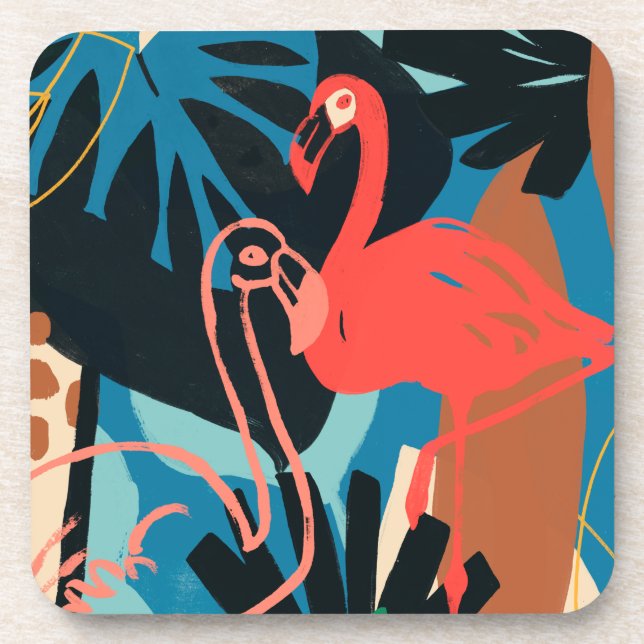 Funky Flamingo Getränkeuntersetzer (Vorderseite)