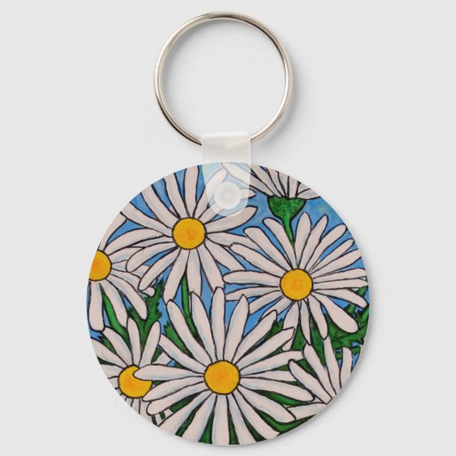 Funky Floral Daisy Key Chain Schlüsselanhänger (Vorderseite)
