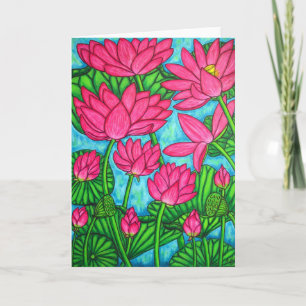 Funky Floral - Lotus Greeting Card Karte