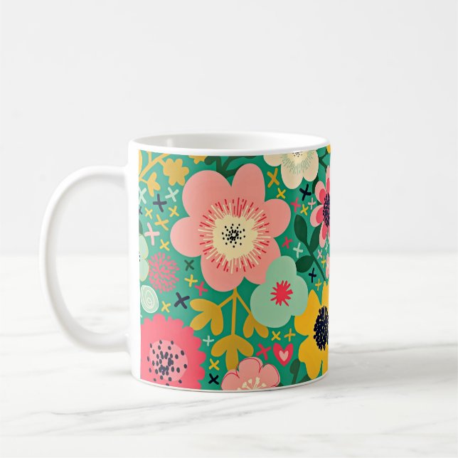 Funky Floral Pattern Kaffeetasse (Links)
